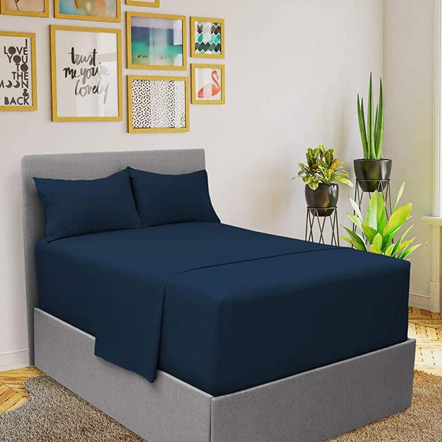 Mellanni Extra Deep Pocket Sheets - King Size Sheet Set - 4 Piece 1800 Brushed Microfiber Bedding with Extra Deep Pocket Fitted Sheet - Easily Fits 18-21 inch Mattress (King, Royal Blue)