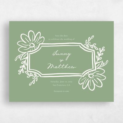 Pale Jade, Green Wedding Save the Date - Katinka Landscape