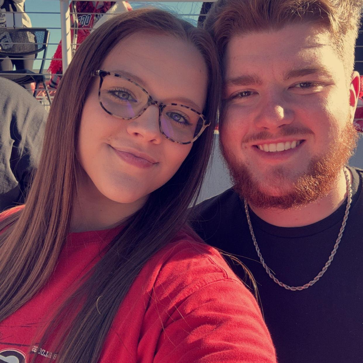 Our first football game together, GO DAWGS!