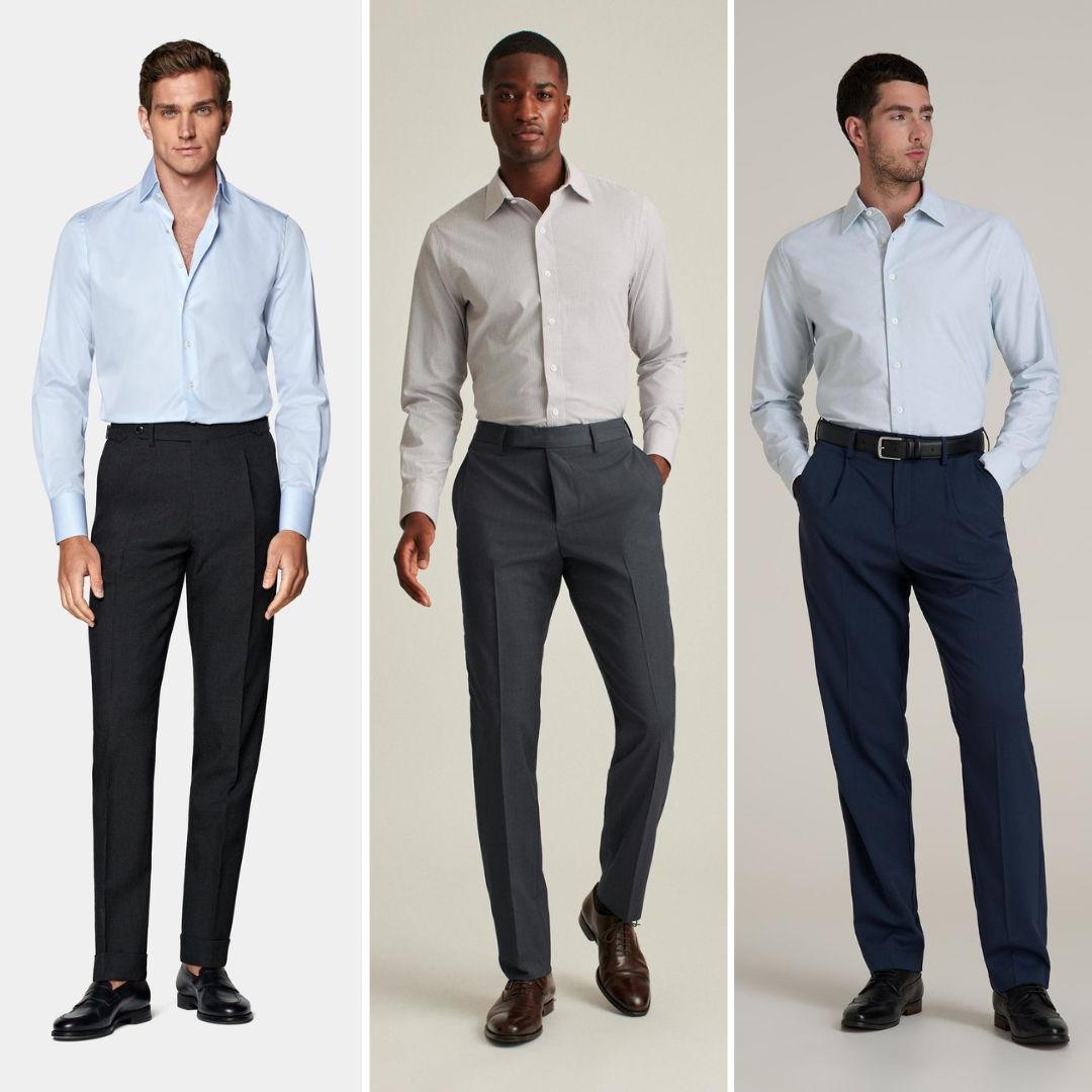 Men’s attire in soft blue and navy tones - simple, polished looks that fit beautifully within our coastal palette.