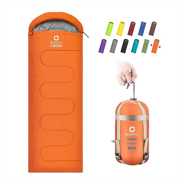 ECOOPRO Warm Weather Sleeping Bag - Portable, Waterproof, Compact Lightweight, Comfort with Compression Sack - Great for Outdoor Camping, Backpacking & Hiking-83 L x 30" W Fits Adults