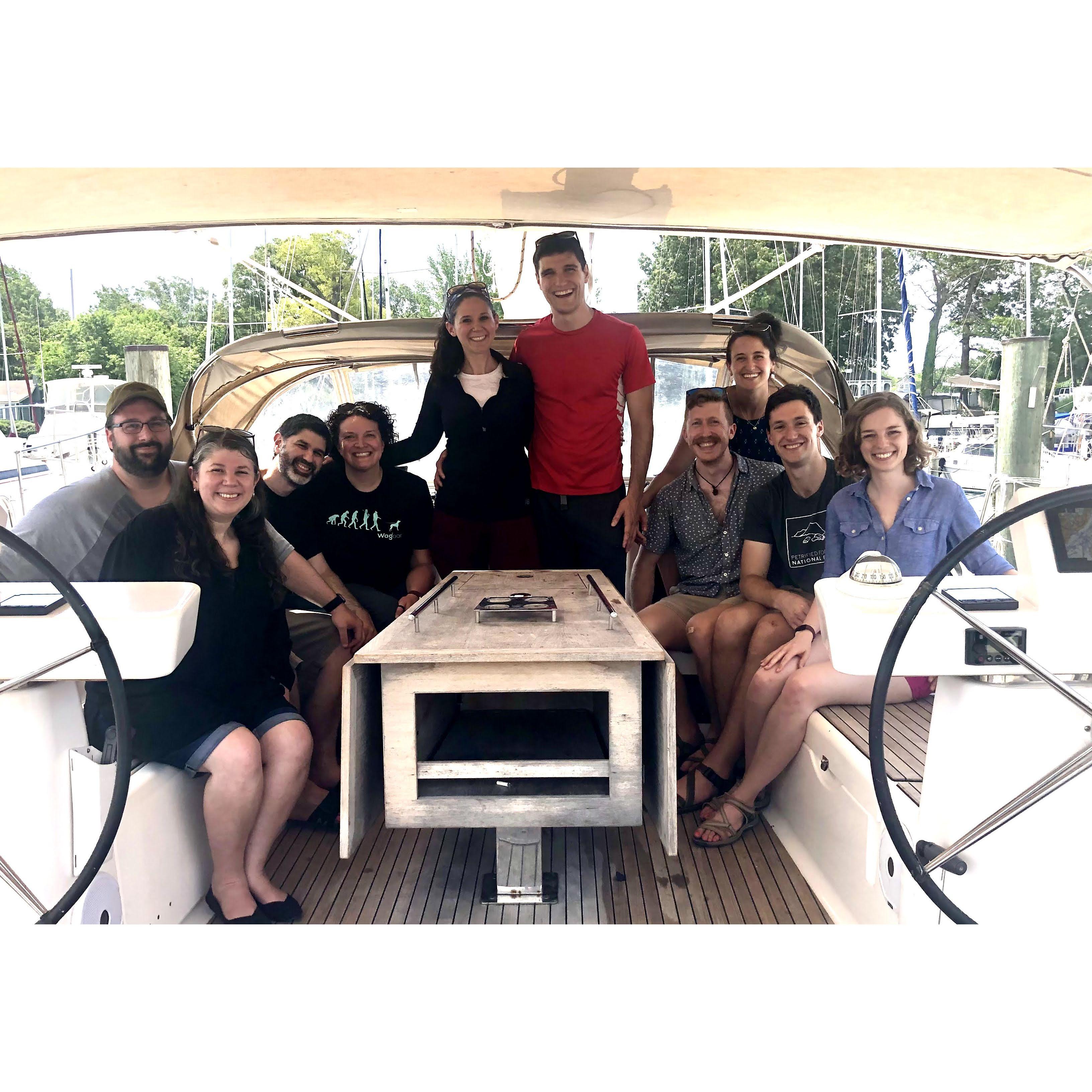 A non-traditional bachelor & bachelorette party. We spend the two days before our wedding with our siblings, on a sailboat in the Chesapeake Bay. (June 2021)
