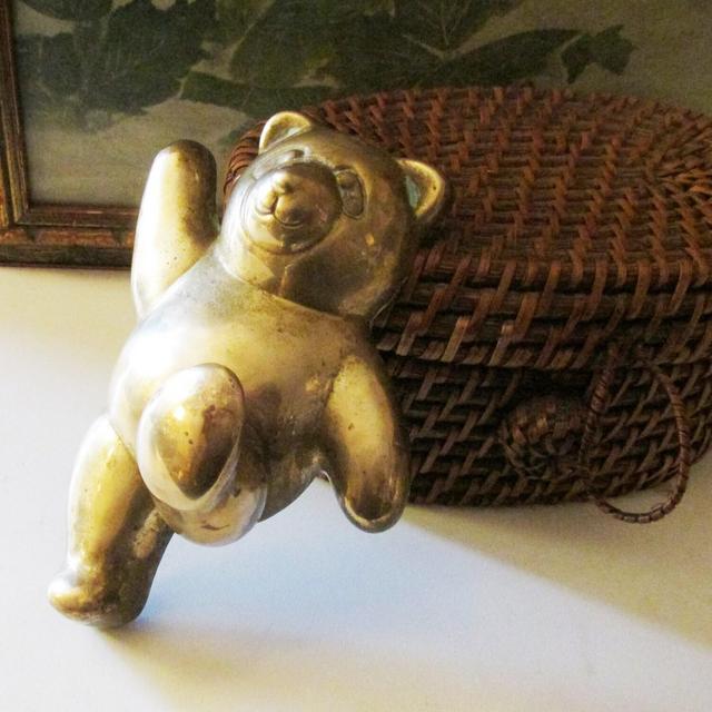 Vintage Brass Bear Wall Hook, Panda Bear Robe Hook, Towel Hook, Nursery Decor, Kids Room