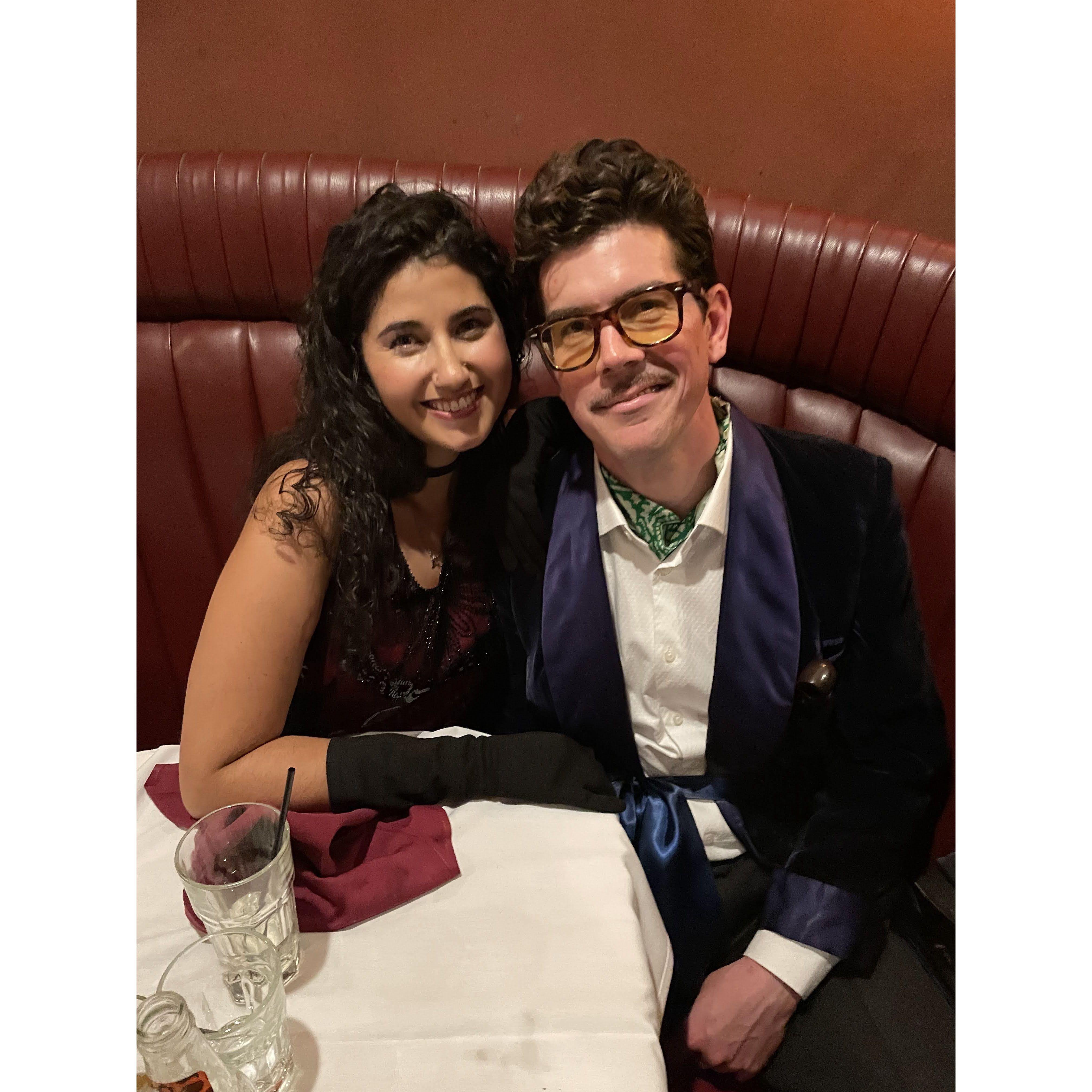 Our engagement celebration at Mancini's- Our favorite place for steak, music and martinis