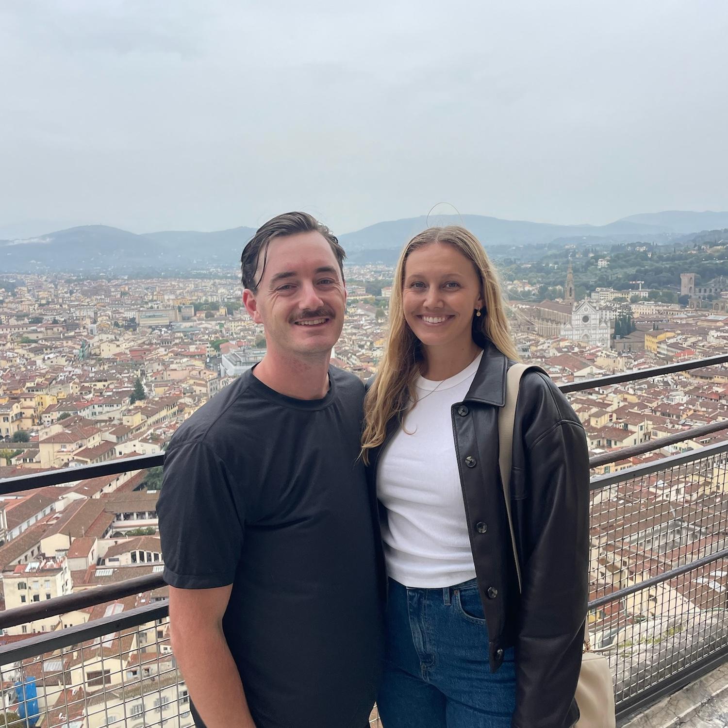 At the top of the Duomo in Florence, Italy and only hours before the proposal! Kelly still had no idea.