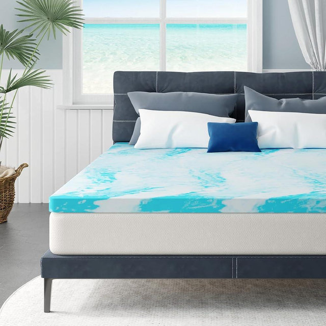 King Mattress Topper 3 Inch Memory Foam Mattress Topper with Gel Infusion, Cooling Mattress Pad in a Box, CertiPUR-US Certified, 76”x80”, Blue