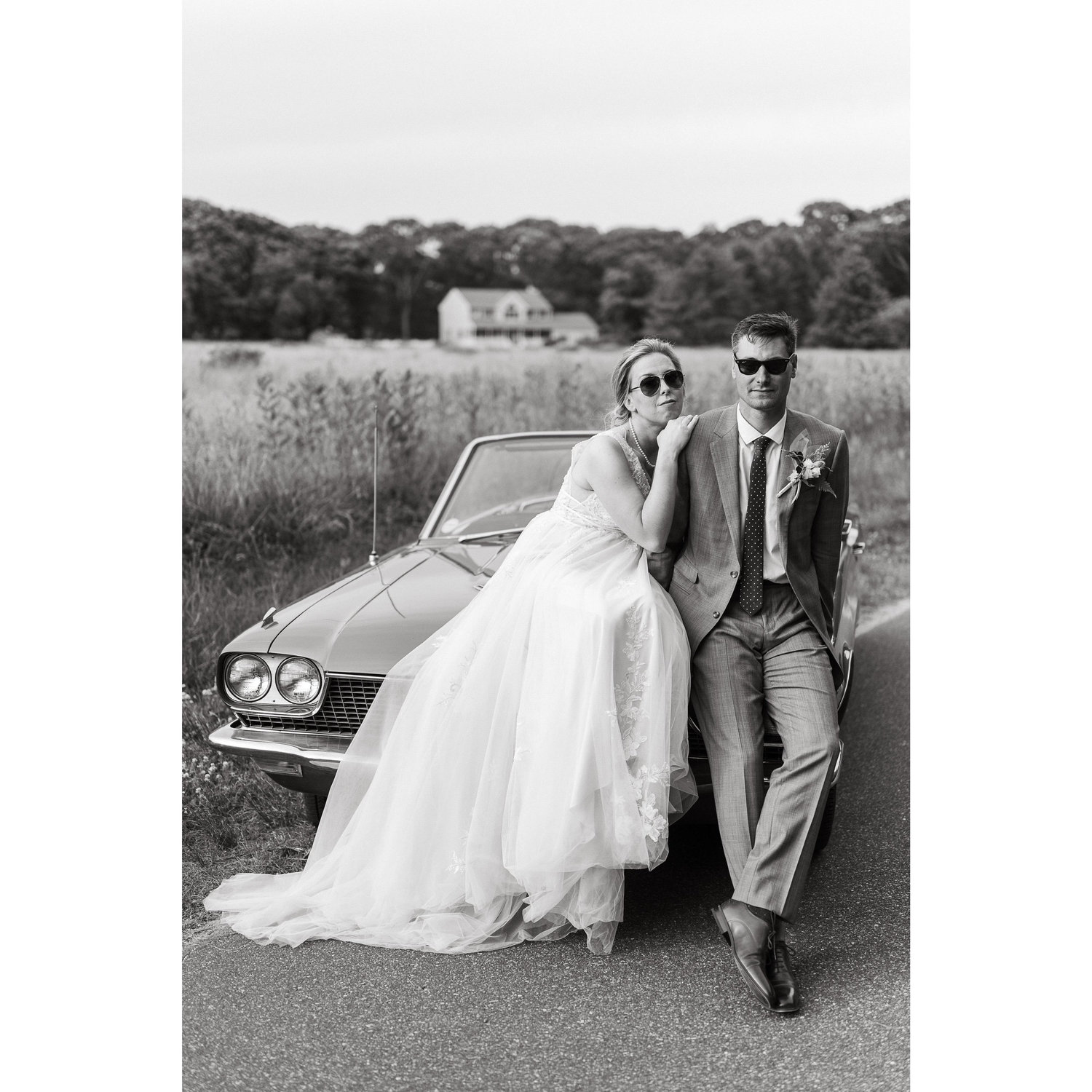 Newlyweds on the family '66 T-Bird