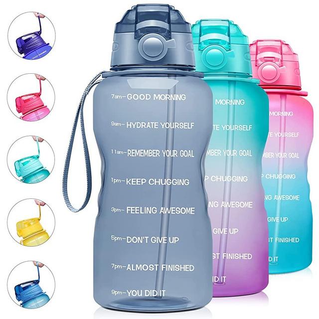 Giotto Large 1 Gallon/64oz Motivational Water Bottle with Time Marker & Straw,Leakproof Tritan BPA Free Water Jug,Ensure You Drink Enough Water Daily for Fitness,Gym and Outdoor Activity