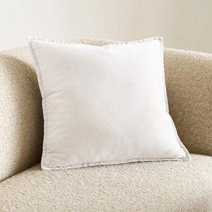 Relaxed Washed Organic Cotton Velvet 20"x20" Ivory Throw Pillow with Feather Insert + Reviews | Crate & Barrel
