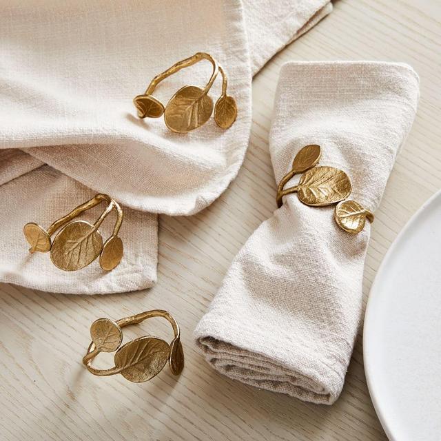 Botanical Napkin Ring, Brass, Set of 4