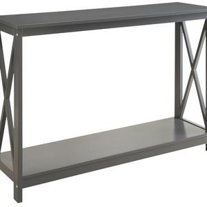 Grey Finish 3-Tier X-Design Occasional Console Sofa Table Bookshelf