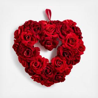 Martha Stewart Collection - Valentine's Day Heart-Shaped Artificial Red Rose Wreath