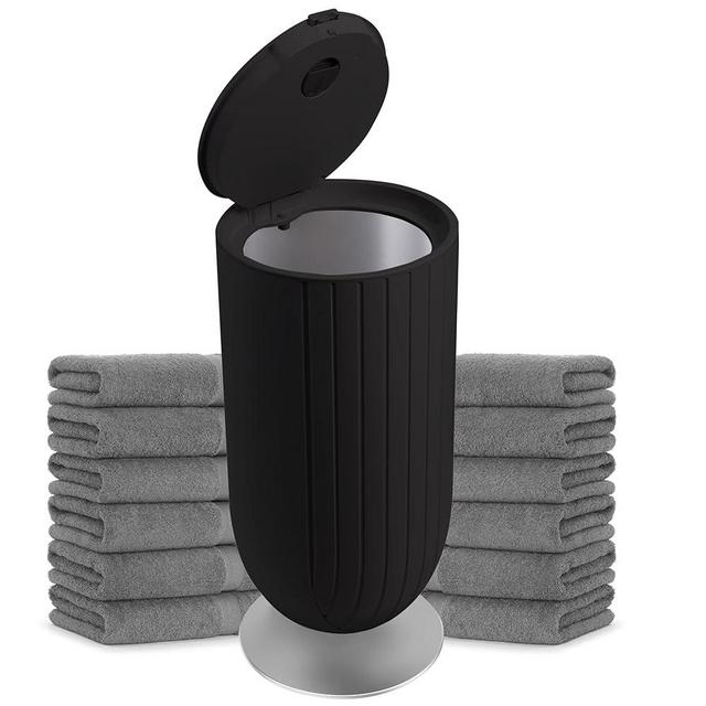 EZZINI Large 27L Bathroom Towel Warmer Dryer – 5-Min Rapid Heat, 4 Modes, Auto Flip-Top, Aromatherapy, Night Light & ETL Certified for Towels, Blankets & Clothes. (Black)