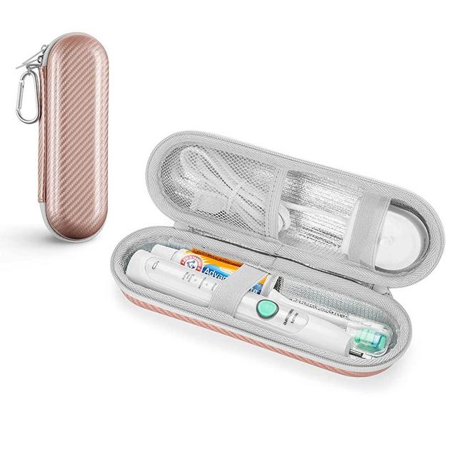 Yinke Travel Case for Oral-B/Oral-B Pro Smartseries/Philips Sonicare ProtectiveClean Electric Toothbrush, for 1000 7500 4100 Hard EVA Case Protective Cover Storage Bag (Rose golden)
