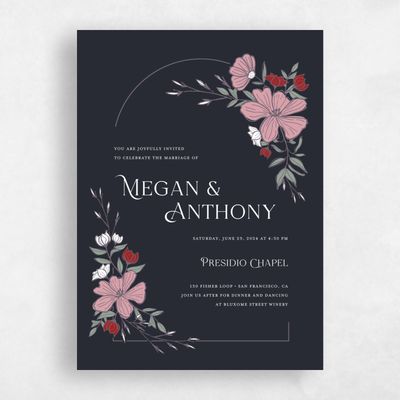 Ebony, Black Wedding Invitation - Leighton Bloom