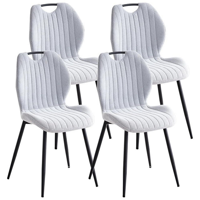 Lecafur HL Dining Chairs Set of 4, Upholstered Living Room Chairs Modern Fabric Wingback Kitchen Chairs for Apartment Waiting Room, Light Grey