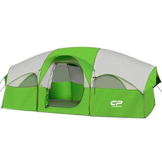 CAMPROS Tent-8-Person-Camping-Tents, Waterproof Windproof Family Tent, 5 Large Mesh Windows, Double Layer, Divided Curtain for Separated Room, Portable with Carry Bag, for All Seasons