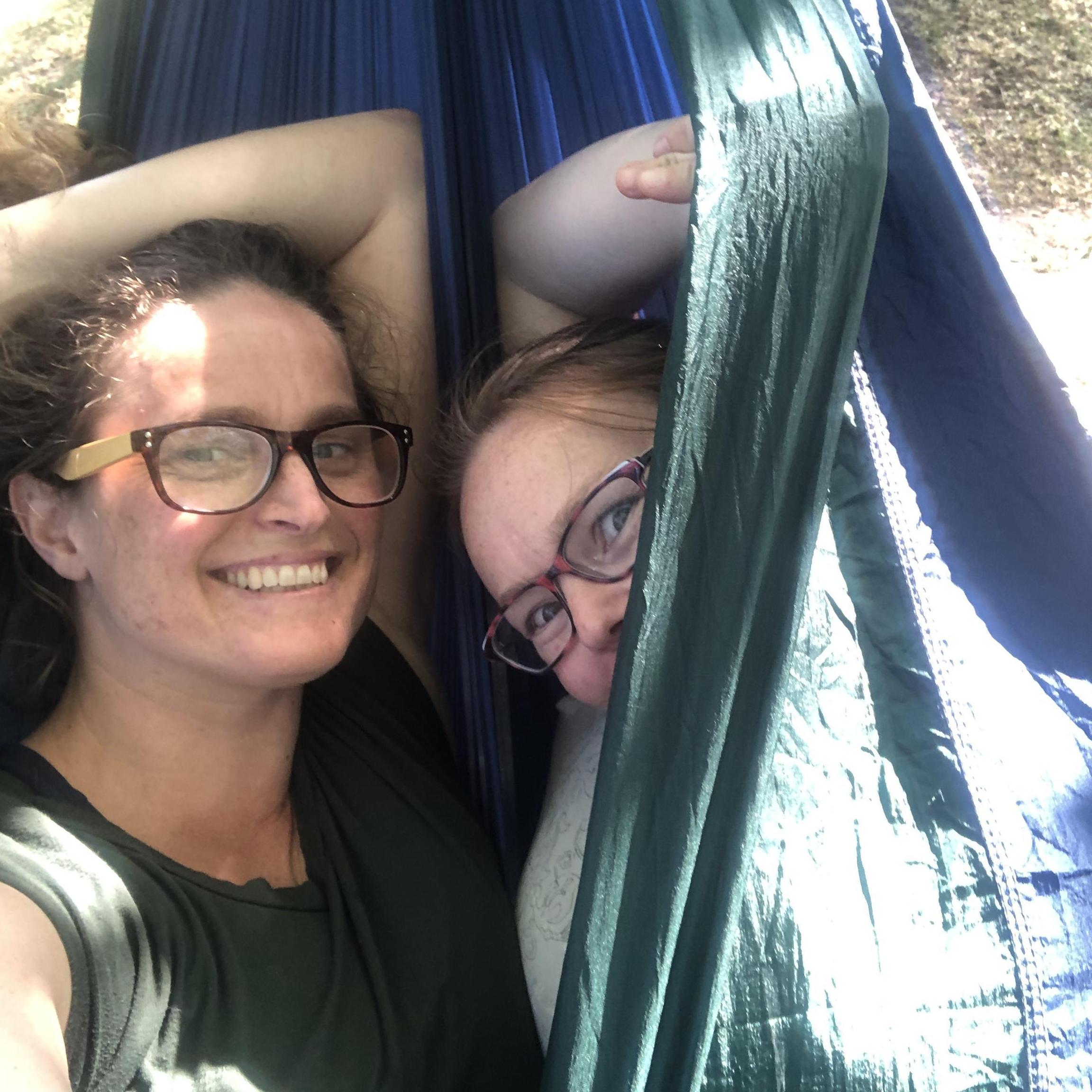 Being goofy on our first picnic by Green Lake with our new hammock