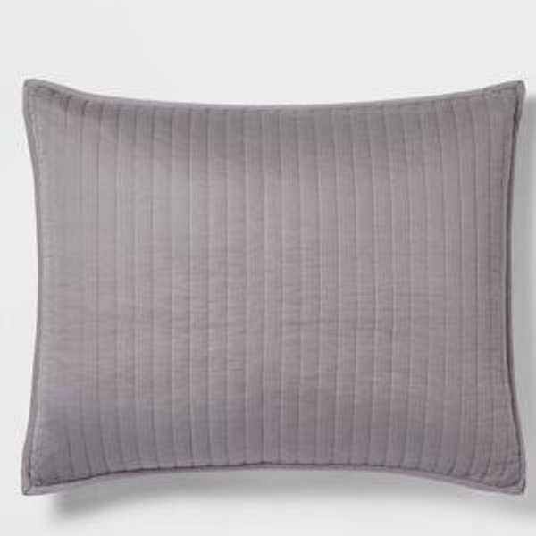 Washed Cotton Sateen Quilt Sham - Threshold™ -standard - dark GREY