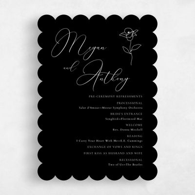 Black Scalloped Wedding Program - Belencito