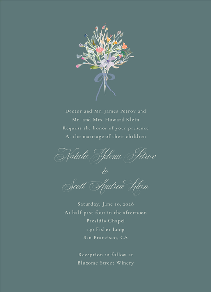 Pesco Portrait | Blue Spruce | Zola Wedding Invitations