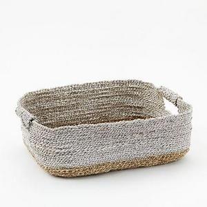 Two-Tone Woven Baskets, Natural/White, Underbed Basket