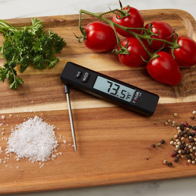 Taylor Compact Digital Folding Probe Kitchen Meat Cooking Thermometer: Stainless Steel, Digital Display, -40 to 392°F Range