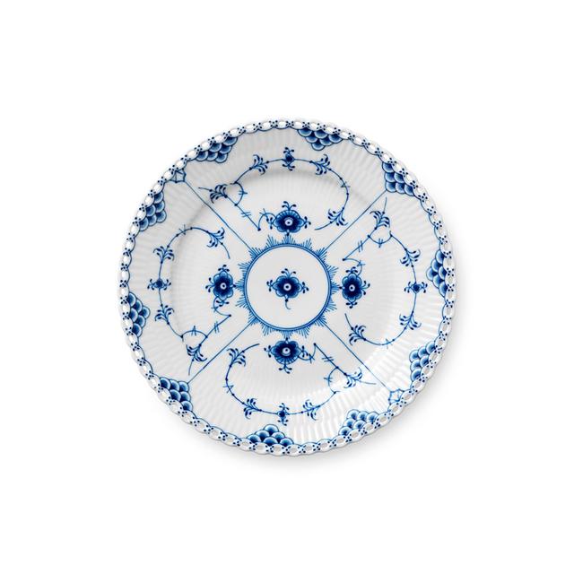 Blue Fluted Full Lace Desert Plate 19 cm