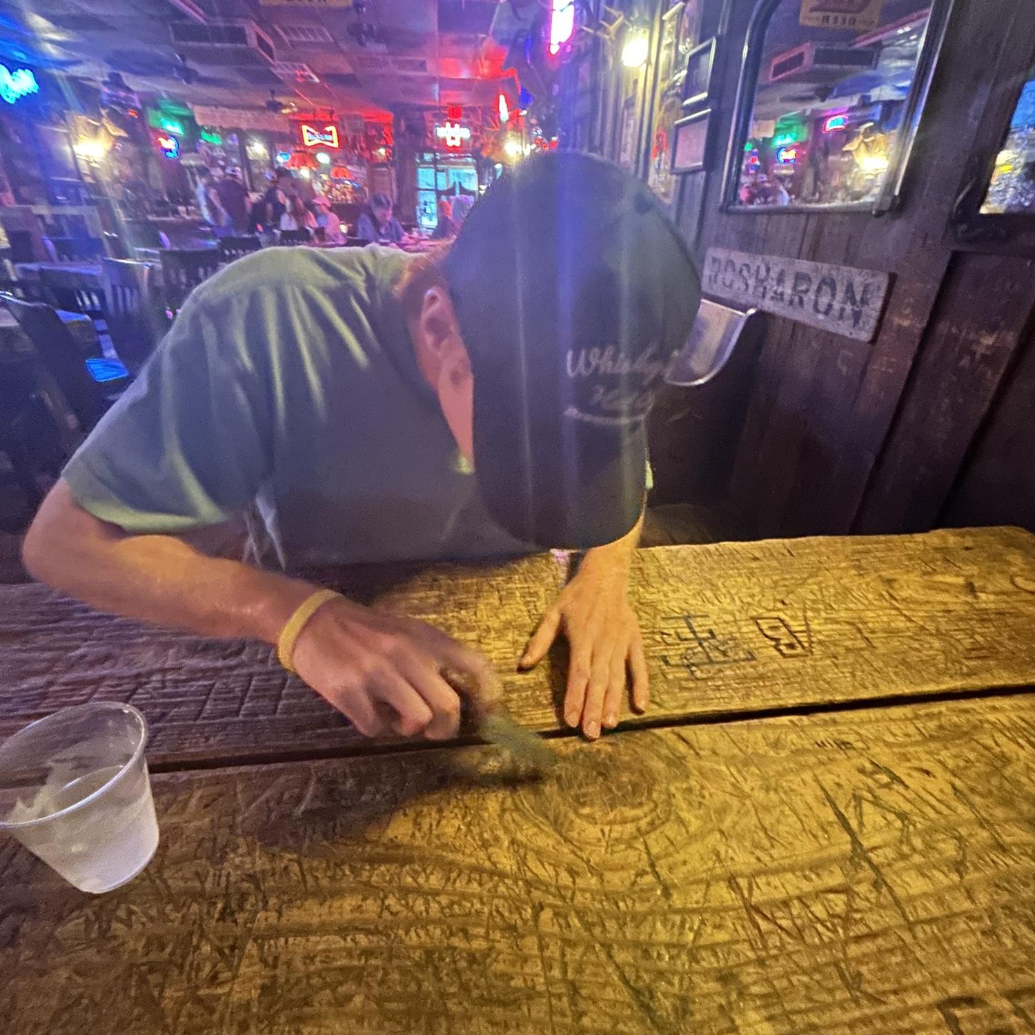 This was the third date where we became official- LP is carved on some table at the Dixie Chicken somewhere!!