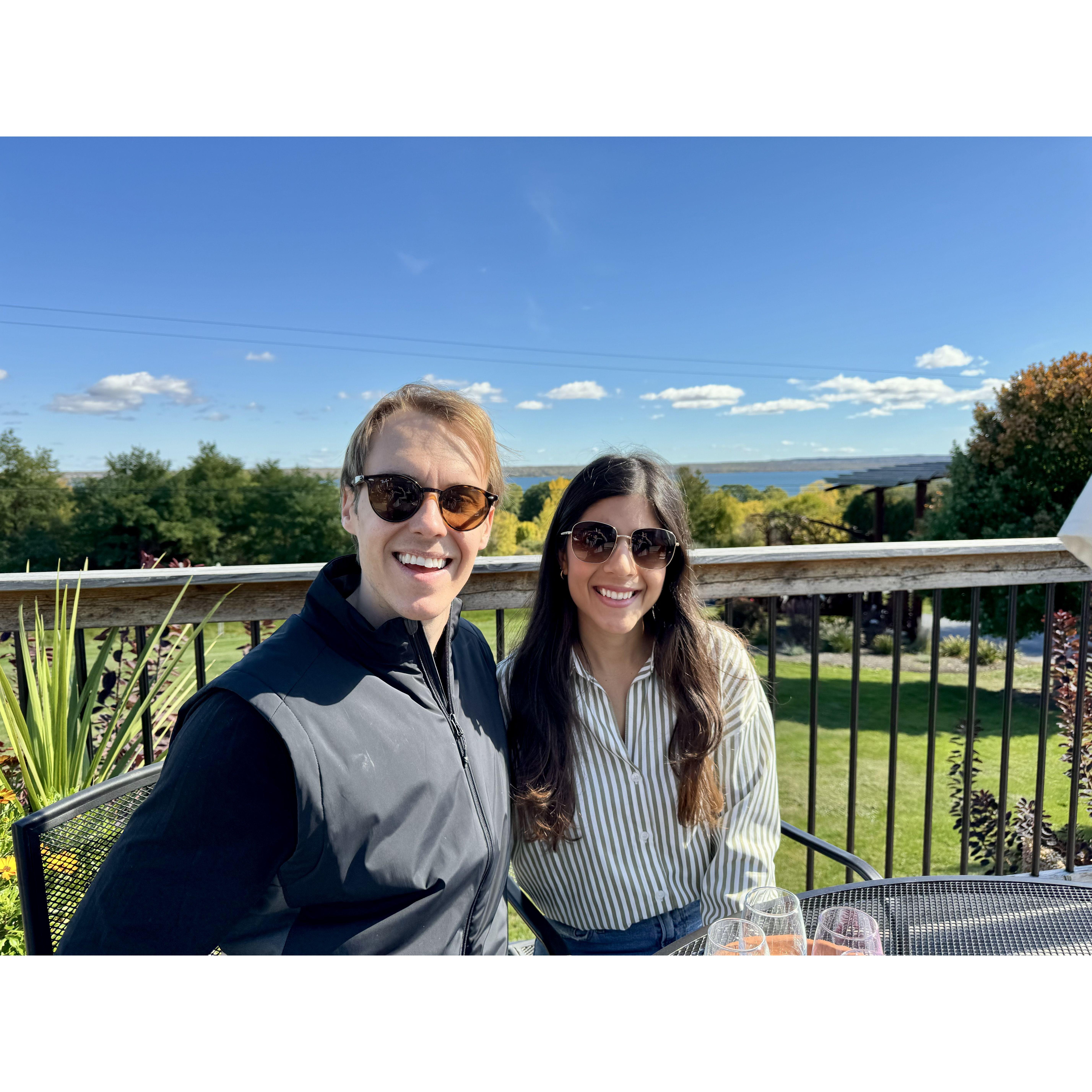 Drinking wine in the Finger Lakes, in upstate NY