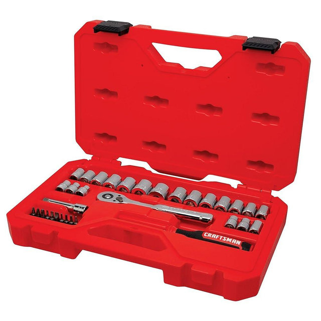 CRAFTSMAN Mechanics Tool Set, 33 Piece, 3/8 Inch Drive SAE/Metric (CMMT12113)