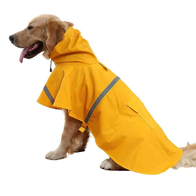 NACOCO Large Dog Raincoat Adjustable Pet Water Proof Clothes Lightweight Rain Jacket Poncho Hoodies with Strip Reflective