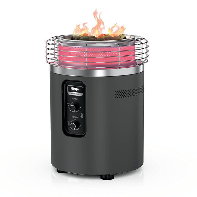 Ninja |Fireside360™ | Outdoor Heater & Fire Pit | 3 Modes: Flame, Heat, Flame & Heat | Portable for Patio, Deck, Camping, Beach | Easy Control Flames & Heat | Push to Start Ignition | Black | OF101AMZ