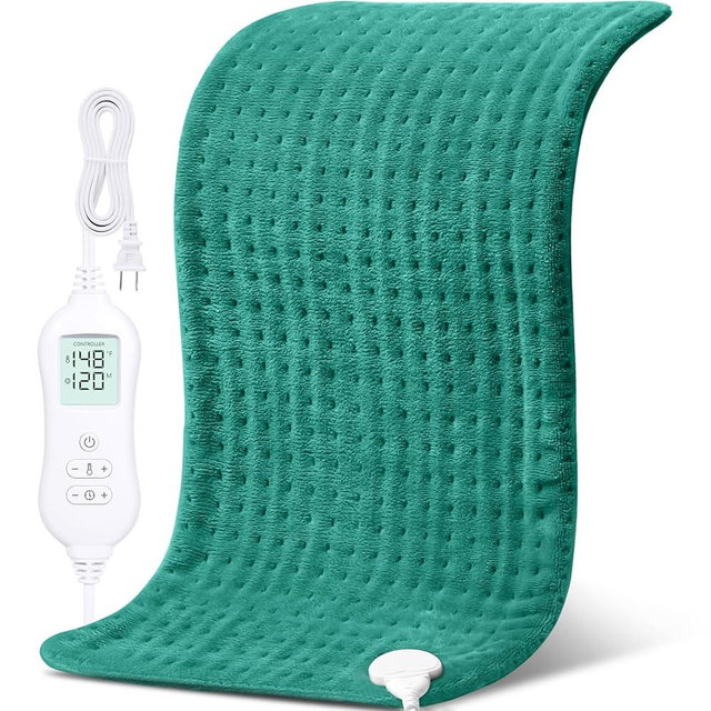 NOWWISH Heating Pad for Back Pain & Cramps Relief, Moist Heat Heat Pad for Neck & Shoulder, Auto Shut Off, Machine Washable, Gifts for Women, 17"x33" Green