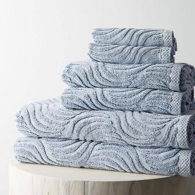 Sunfaded Bathroom Towels, Set of 6, Sky