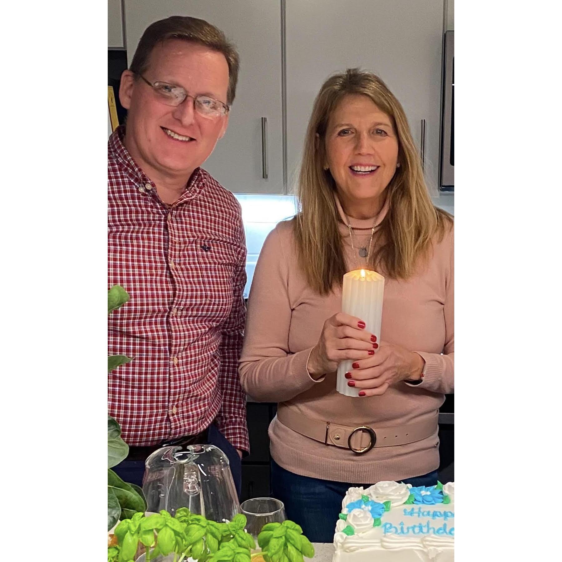 Dinner and cake after a C.S. Lewis production on December 3rd 2021 was Patty's birthday plan. Patrick's birthday one day earlier (and five years later) was a surprise. Thank you Joe for the invite.