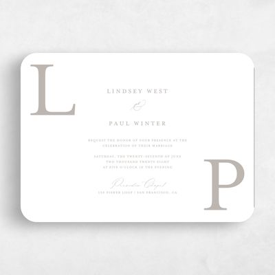 Brown Rounded Wedding Invitation - Richmond Landscape Letterpress