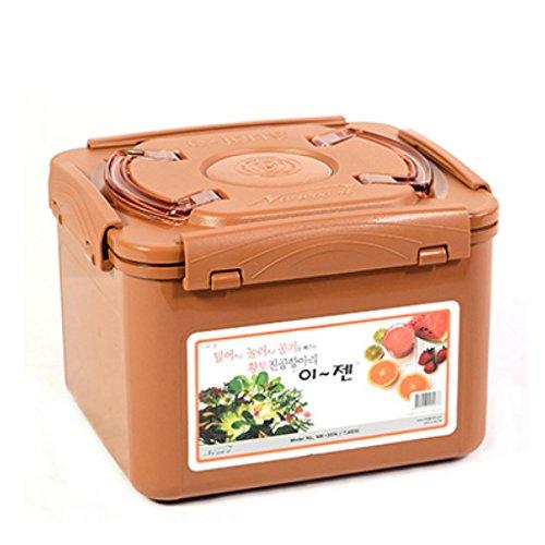 E-jen Premium Kimchi, Sauerkraut Container Probiotic Fermentation with Inner Vacuum Lid (Earthenware Brown, 1.9 gal/ 7.4L)
