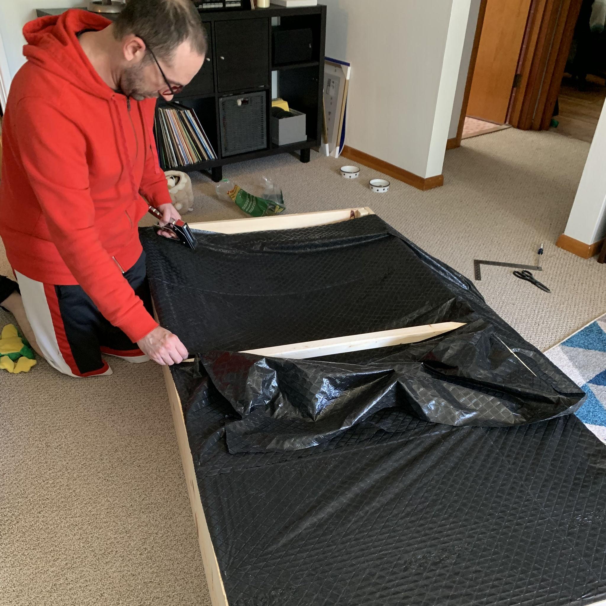 Jason built raised beds for Jamie to begin gardening while on furlough.