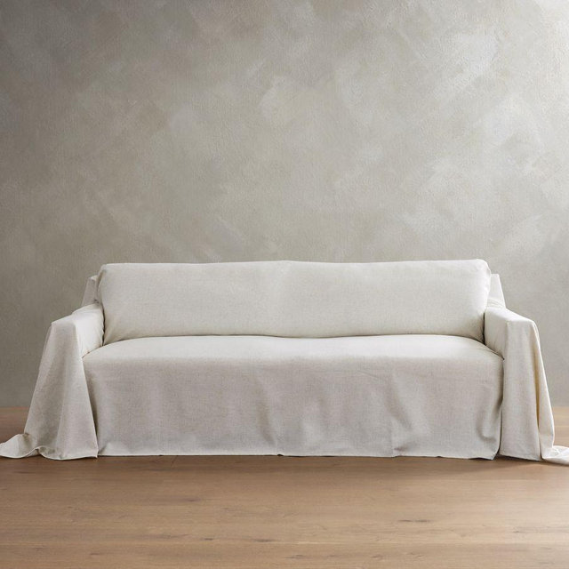 Relaxed Fit Slipcover, Grand Sofa, Linen Chenille White