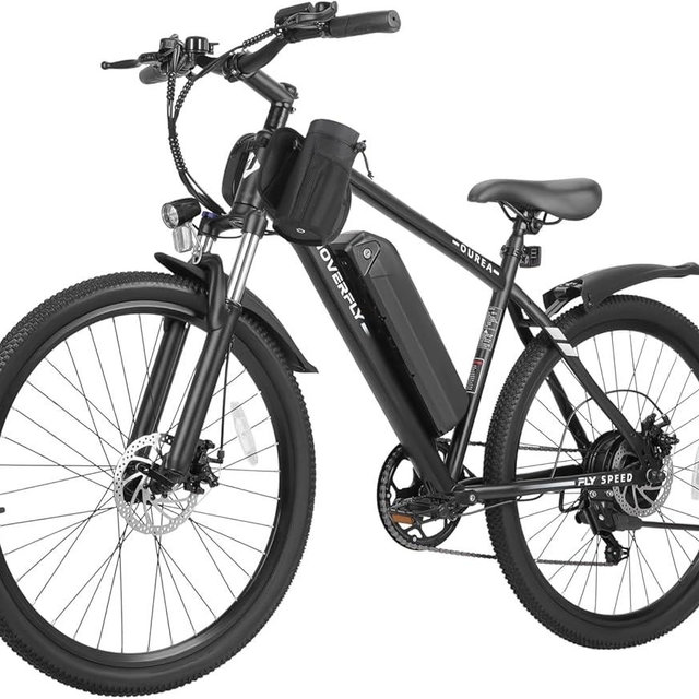 HOVERFLY OUREA 26" Electric Bike for Adults, 750W Peak Motor Mountain Ebike, 20MPH Up to 40 Miles, UL2849 Certified, 7-Speed, Removable Battery, Shock Absorber, Fat Tire Commuter E-Bike
