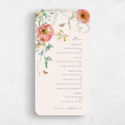 Beige Rounded Wedding Menu - Aurelia