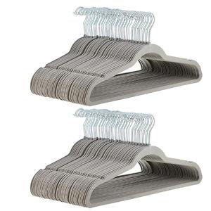 Amazon Basics Slim Velvet Non-Slip Space Saving Suit Clothes Hangers for Closet Organization, Gray/Silver, 100-Pack