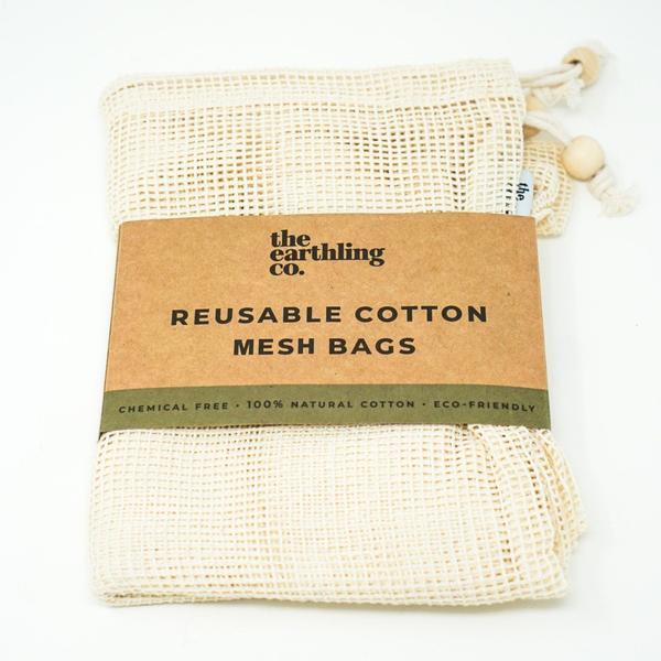 Cotton Mesh Produce Bags - 3 Pack