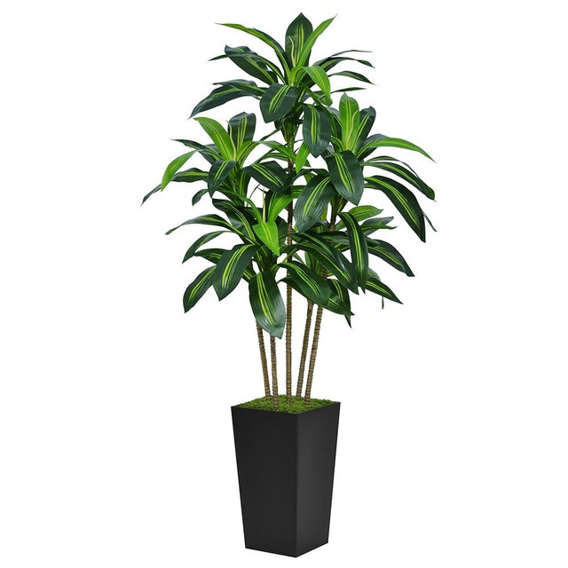 ASTIDY Artificial Dracaena Tree 5FT - Faux Tree with Black Tall Planter - Fake Tropical Yucca Floor Plant Potted - Artificial Silk Tree for Home Office Living Room Decor Indoor