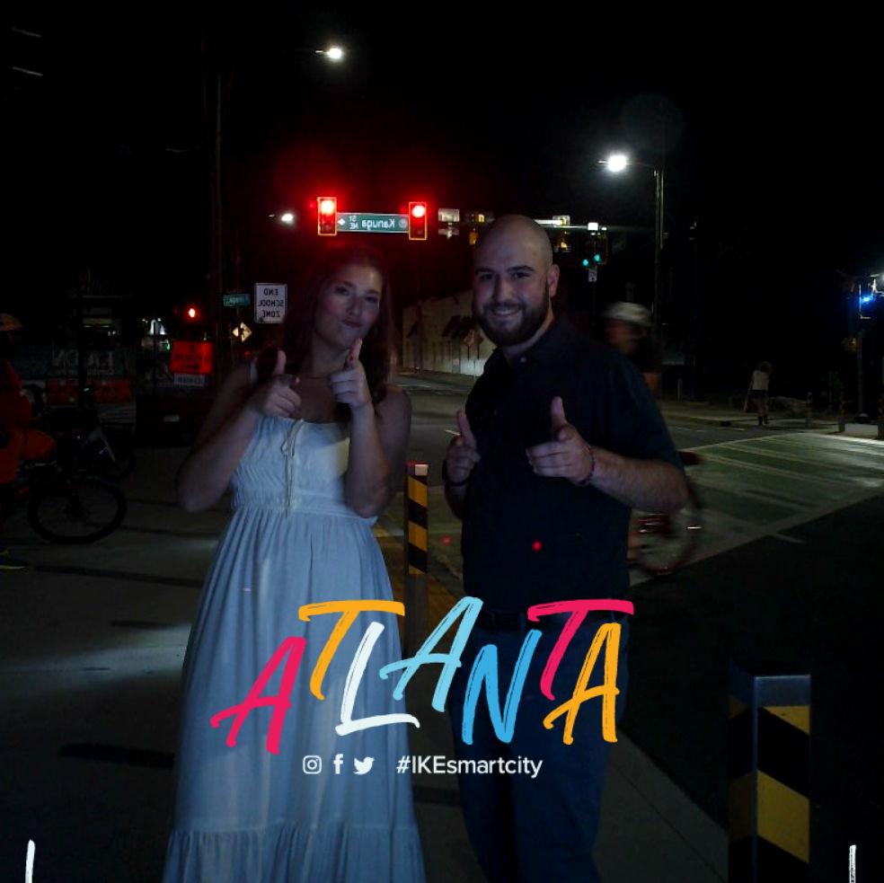 Our very first photo together.... finger guns! Taken on a Beltline kiosk