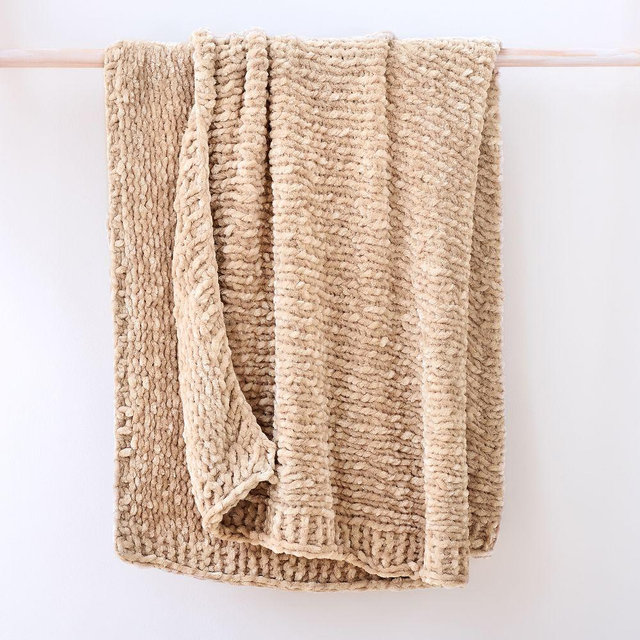 Chunky Luxury Chenille Throw, Sand, 50"x60"