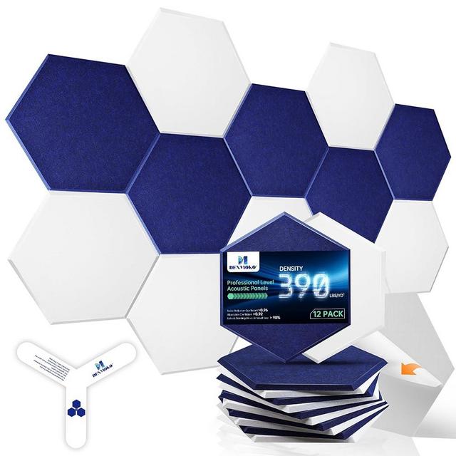 Dexmoko Pro-Level Self Adhesive Acoustic Panels, 2nd Generation Sound Absorbing Panel, Eco-friendly Soundproof Wall Panels, Sound Dampening Panels, Polyester Acoustic Foam Reducing Noise and Echoes