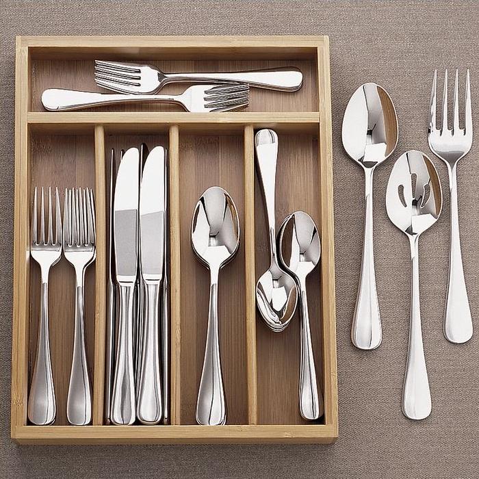 40-Piece Silverware Set with Mesh Tray for 8, Stainless Steel Flatware Sets For Home Kitchen Restaurant, Mirror Polished, Dishwasher Safe