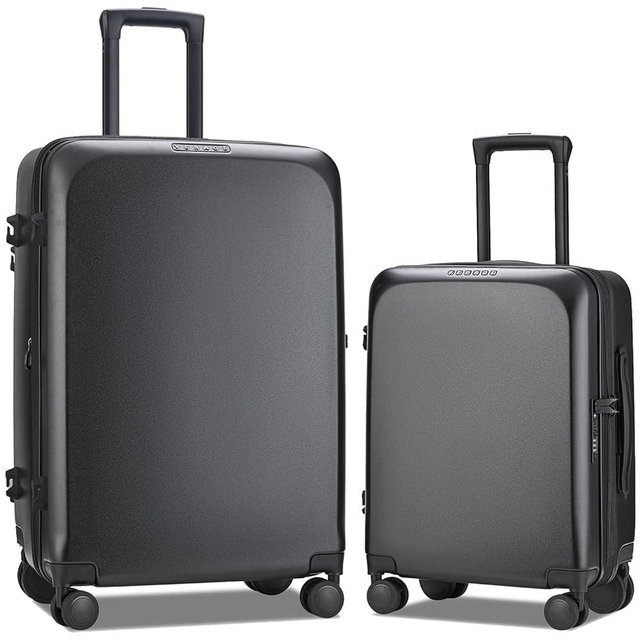 Verage Freeland 2Piece Luggage Sets with X-Large Spinner Wheels, Expandable Hardshell Luggage Sets, Travel Suitcase Set TSA Approved (20/29-Inch, Black)